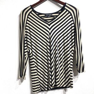 Cable and Gauge | 3/4 Sleeve Striped Top Sz M